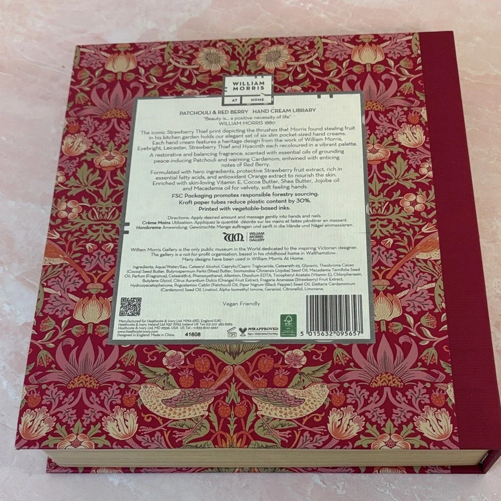 NEW! William Morris Women Patchouli & Red Berry Hand Cream Library - Vegan